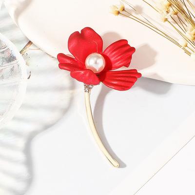 Women's Fashion Little Red Flower Brooch