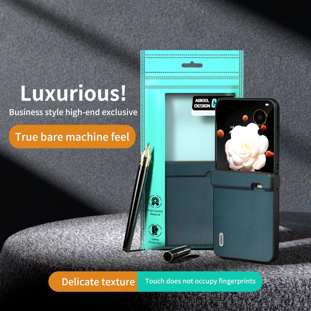 Für Honor Magic V Flip 5G Hülle Echtes Rindsleder + PC Scharnierschutz Handyhülle