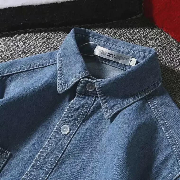 Men's Japanese Retro Denim Long-Sleeve Casual Shirt Jacket for Autumn
