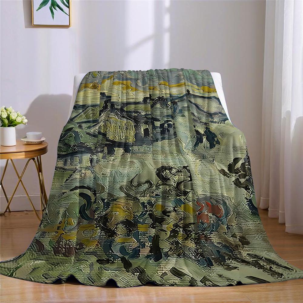 Reminiscence of Vincent Flannel Blanket Warm Soft Halloween Christmas Couch Warm Cozy Decorative Decor Gift for All Season