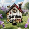 Wooden Decorative Garden Stake, Farmhouse Rustic Flower Butterfly Bee Ladybug Yard Art, Welcome Sign for Outdoor Yard Lawn Patio Pathway