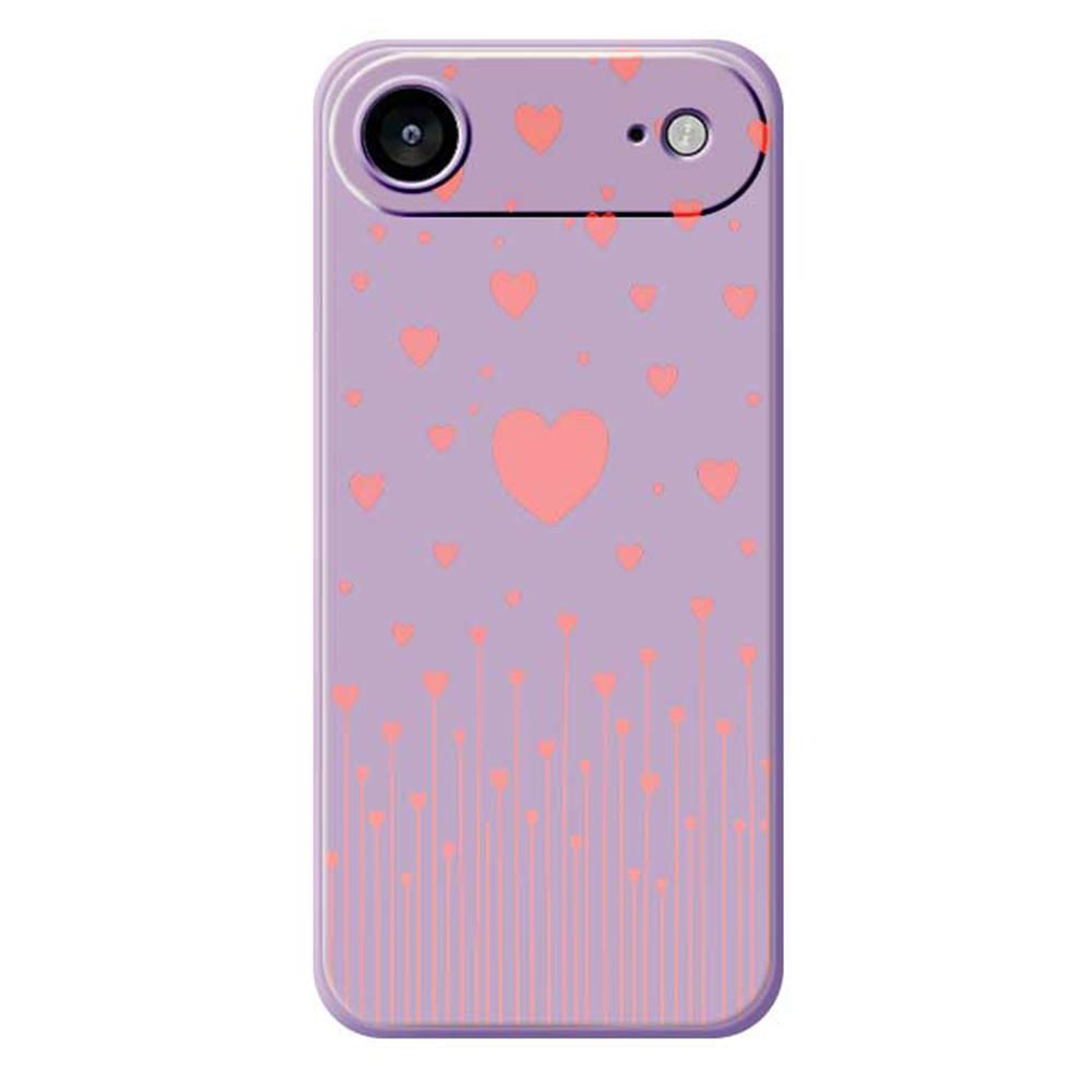 For iPhone 17 Air Case Pink Love Pattern Printing Straight Edge TPU Phone Back Cover