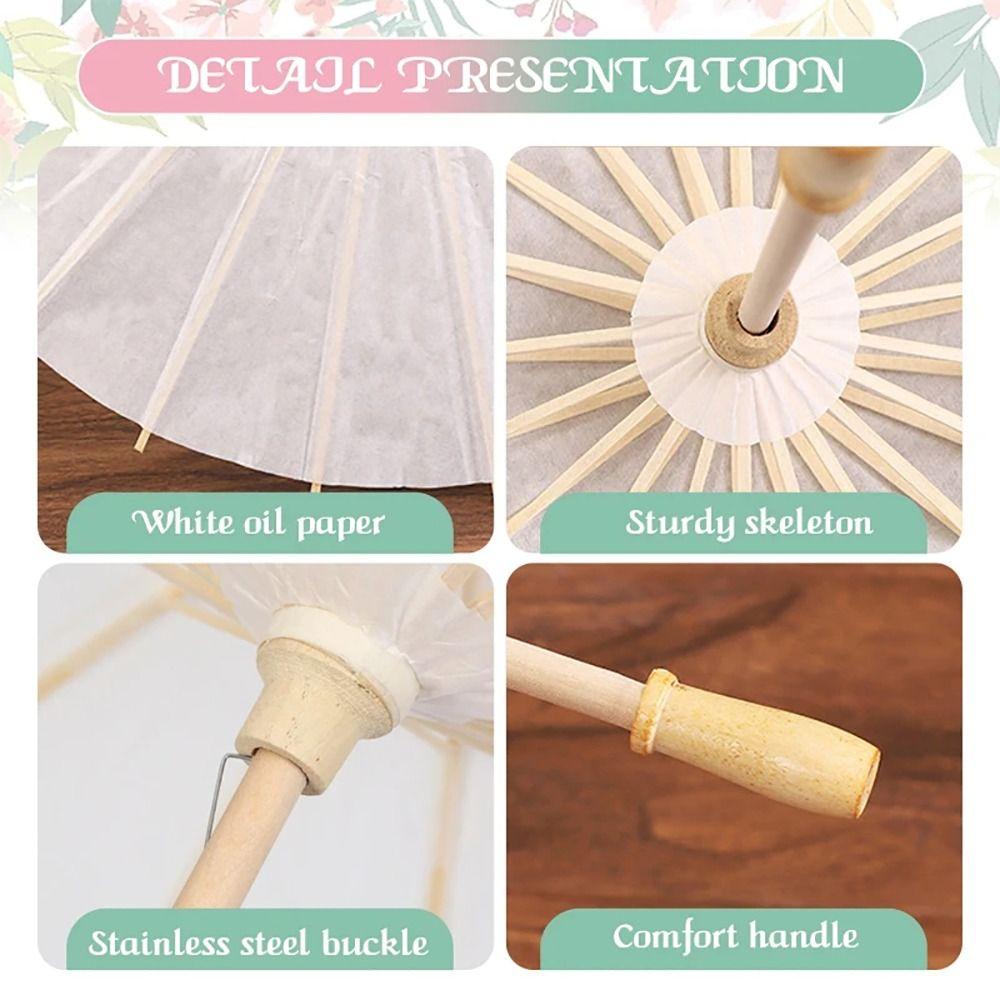 1Pcs Long-handle Paper Umbrella Dia 60/84cm Photography Prop  for Anniversary Wedding Party