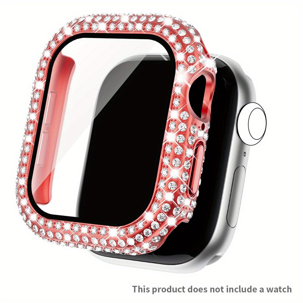 Etui Błyszczące z Cyrkoniami + Szkło Hartowane dla Apple Watch Seria 11 10 9 8 7 SE, 46 42 45 41 44 40 38mm