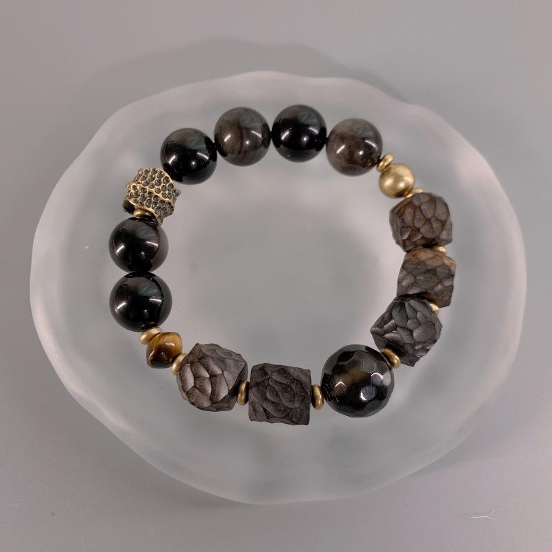 

JYL TS Bracelet Guofeng Braided Style Channels Tradition & Vitality silver obsidian кароліна синього кольору