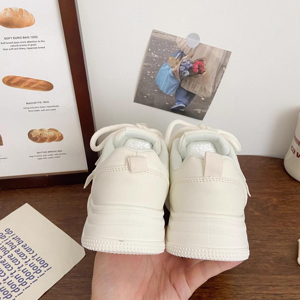 Milky White Women's Thick-Soled Korean Style Board Shoes - Autumn Ugly-Cute Chic Sneakers