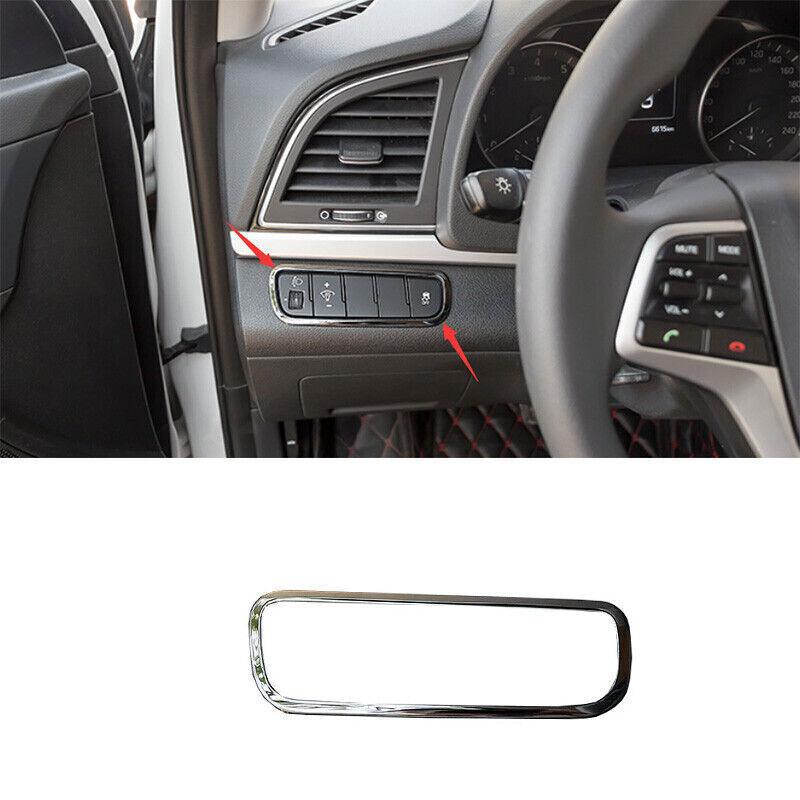 Steel Black Headlight Switch Control Frame Trim 1X For Hyundai Elantra 2017-