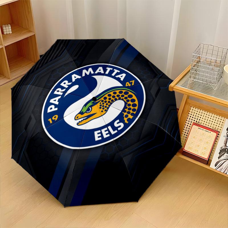 Parramatta Eels Print Auto 8?Ribs Folding Umbrella Wind Resistant Lightweight Automatic Umbrella For Daily Travel