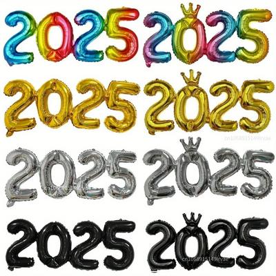 בלוני הליום בצורת מספרים כתרים קישוט למסיבת ערב השנה החדשה אביזרים לדוכן צילום ציוד קישוט חג המולד לבית