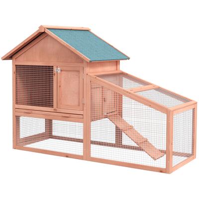Maison pour lapin 2 étages Extérieur, Cage pour cochon d'Inde, Maison pour lapin en bois massif, Toit en asphalte résistant à l'eau Rampe Bac coulissant 144 x 64,5 x 100 cm