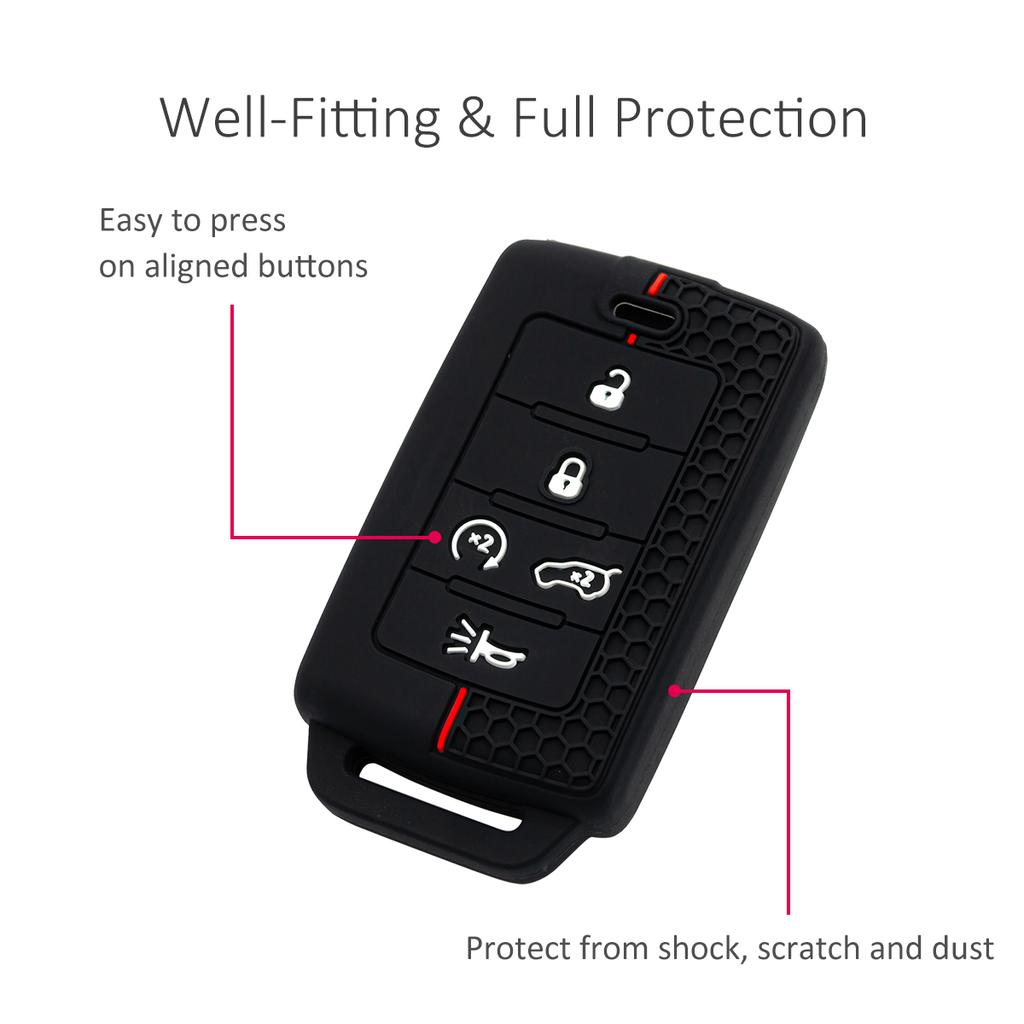 2x Silikon Auto Schlüsselanhänger Hülle Etui Halter Schlüsselanhänger Für - Jeep Grand Cherokee L Wl