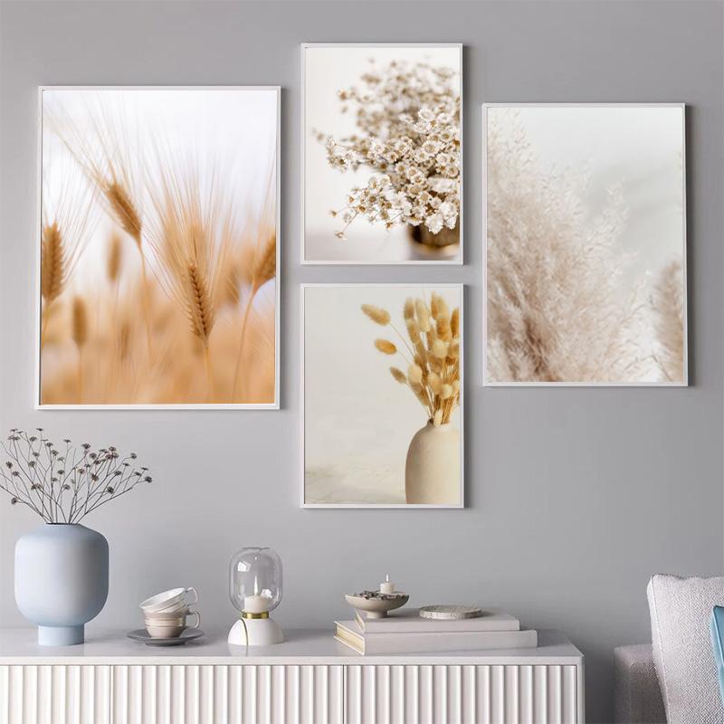 Nordic Autumn Landscape Poster Reed Daisy Plant Canvas Painting Pastoral Aesthetic Printing Picture Living Room Home Decoration