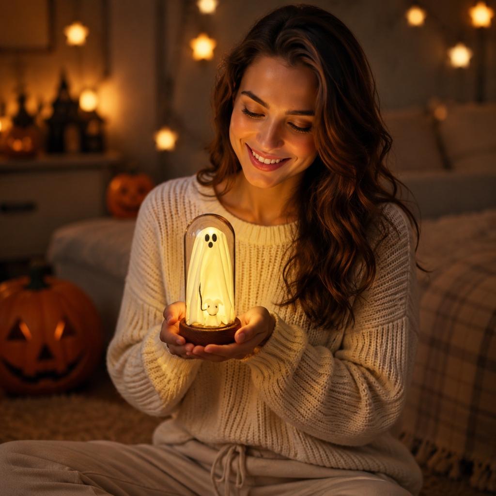 Halloween Light Up Table Decoration Shaped LED Lamp with Figurine for Indoor Party Scene Arrangement Battery Operated Prop