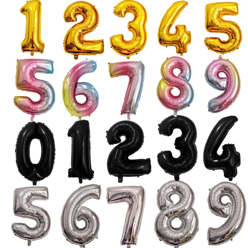 32-Inch Digital Balloons Numbers 0-9 Birthday Par Decoration Wedding Ceremony Room Arrangement Festival Celebration Supplies