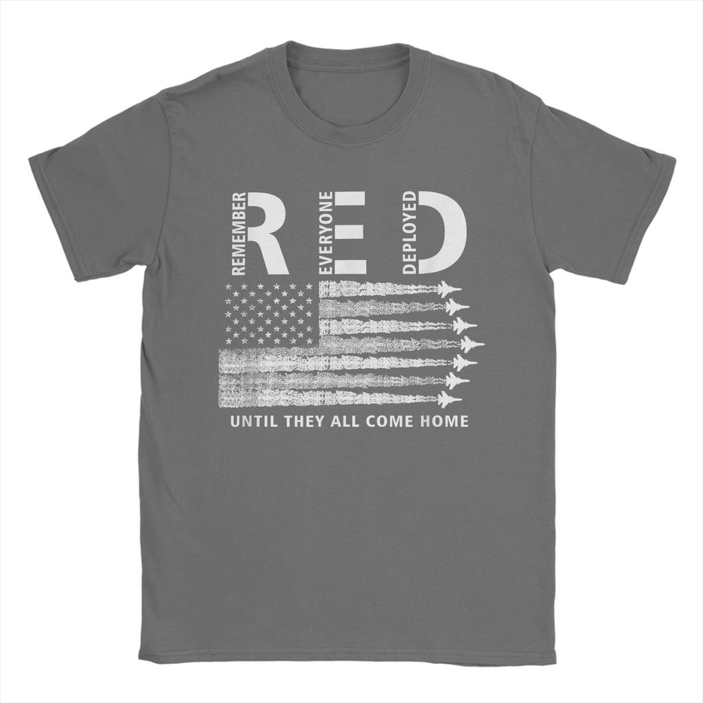 RED American Flag Remember Everyone Deployed Military T Shirt Beach 100 Cotton T Shirts For Unisexs Tshirt ShortSleeve Clothing