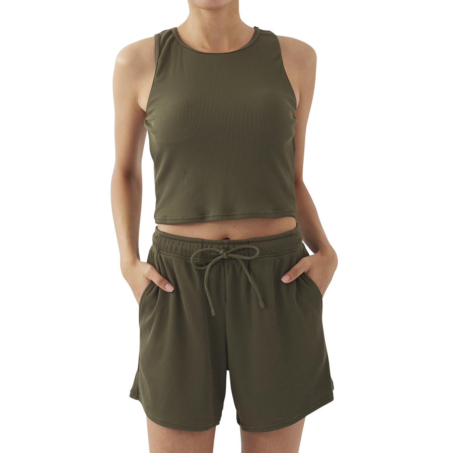

Комплект купальников Tankini OP, комплект простого купальника Tankini, нижнее белье Dolman с длинными рукавами, шорты 524822 KHA [Ocean Pacific] Женская футболка из 4 предметов