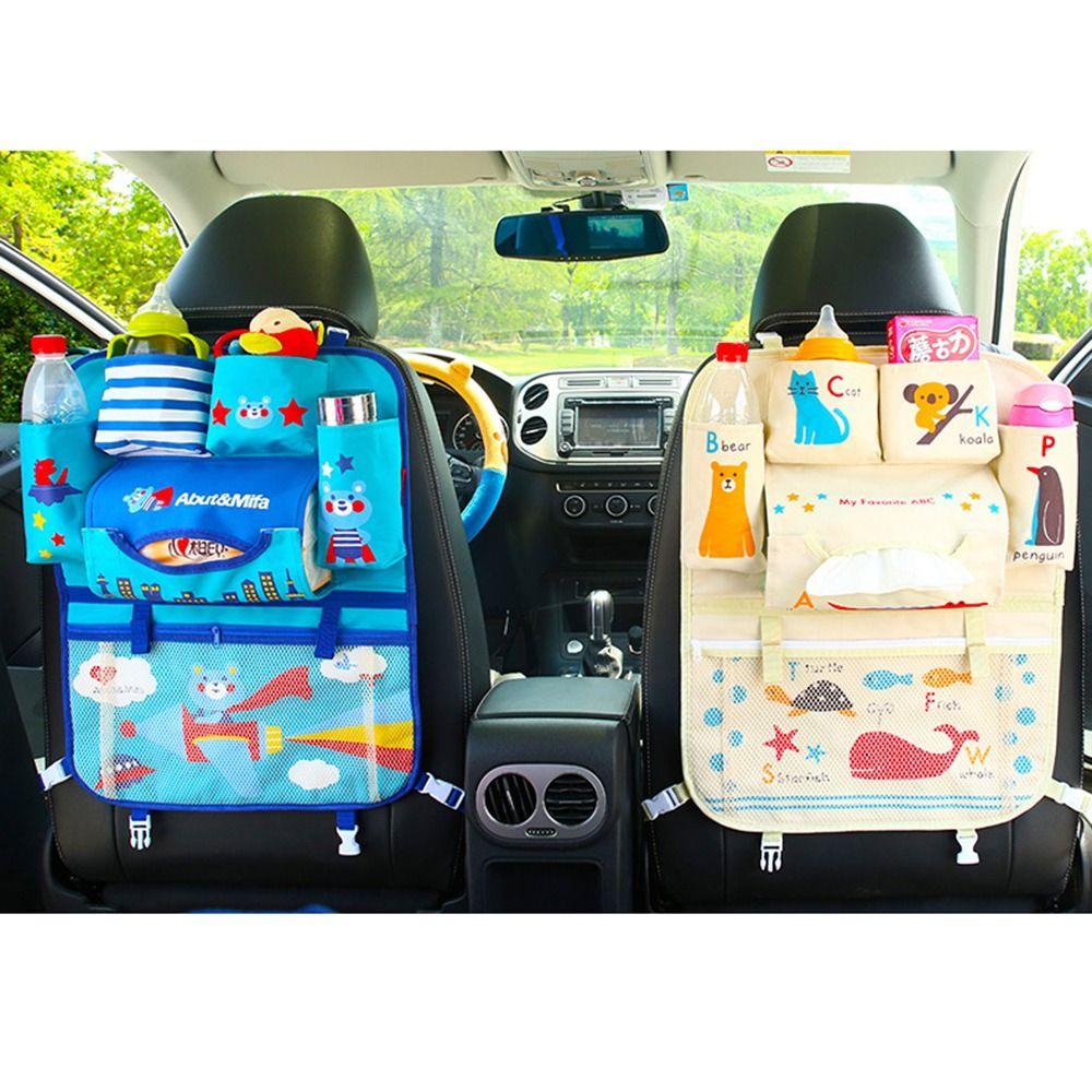 Cartoon Car Seat Back Storage Bag Multi-functional Auto Seat Organizer Car Interior Accessories