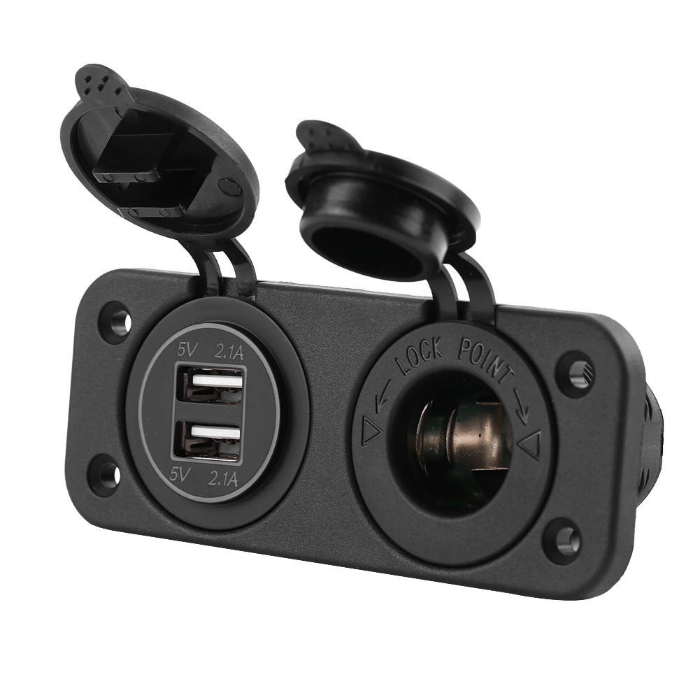 12V Cigarette Lighter Power Socket Adapter 4.2A Dual USB Charger for Car RV Yacht Bus