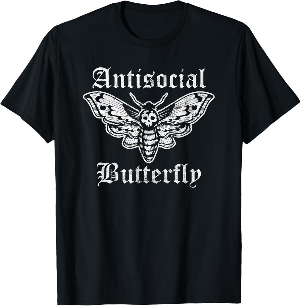 Funny Antisocial Butterfly_ Introvert Distressed Design Gift Unisex TShirt Unisex T-Shirt L