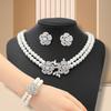 Rhinestone Flower Faux Pearl Jewelry Set: Luxury Necklace, Earrings & Bracelet Choker