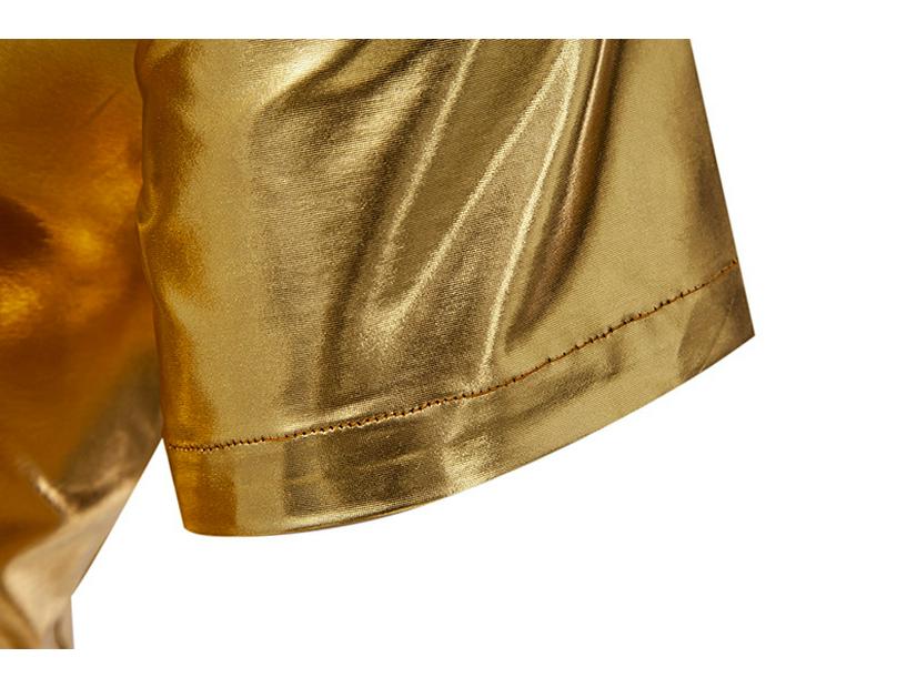 2024 European & American Men's Shiny Disco Short Sleeve Shirt - Youth Hot Stamping, European Size