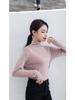 Women's Black Half-High Collar Long-Sleeve Shirt - Korean Style, 2025 Spring/Autumn