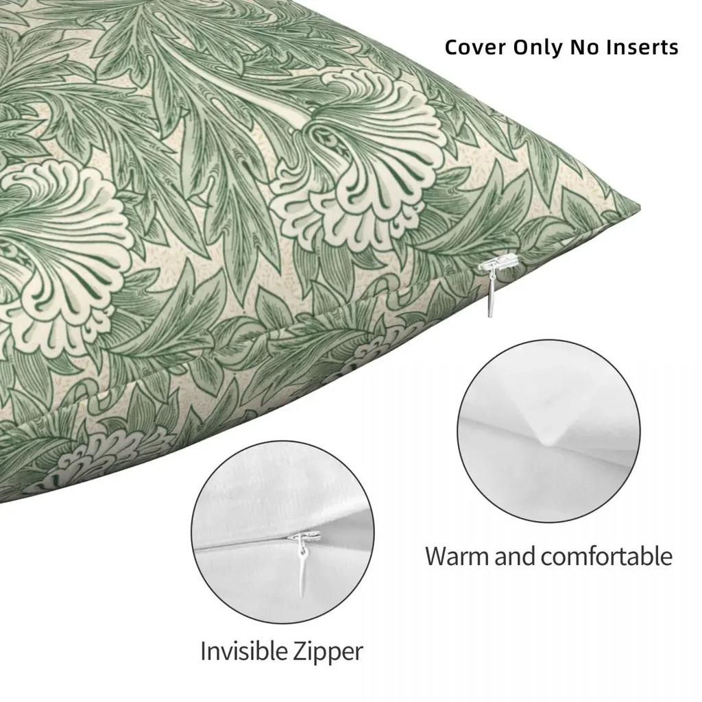 William Morris Tulpenmuster Salbeigrün Kissenbezug Bedruckter Stoff Kissenbezug Dekorationen Überwurf Kissenbezug Bezug Zuhause Reißverschluss