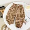 Pantalones deportivos de forro polar acanalado estilo coreano para niños con cintura elástica - Ropa deportiva casual