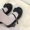 Cute Butterfly-knot Women Lolita Mary Jane Shoes Concise Thick Heel Leather Shoes 2026  Spring Autumn Ladies Dress Pumps