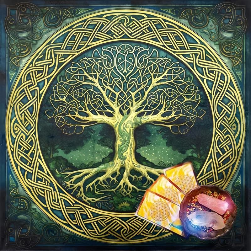 Square Divinations Tapestry Tree Pattern Astrology Tablecloth Tarot Tablecloth Table Cloth Witchcrafts Supplies