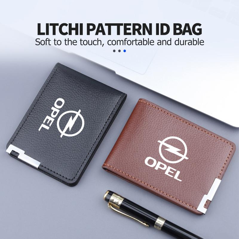 Fashion PU Litchee Pattern Car Men Coin Purse Wallet Card Holder For Opel Insignia Corsa Zafira Mokka Grandland Antara Ampera