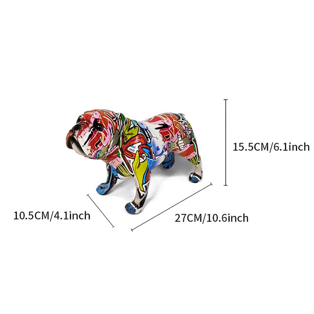 Colorful Standing French Bulldog Resin Statue Decoration Pet Dog DIY Graffiti Crafts Home Office Desktop Animal Statue Ornaments