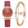 Hers Watch Sets Women Watch Top Brand Luxury Ladies Wristwatches Leather Strap Bracelet Quartz Watches for Women Pink Dial Clock