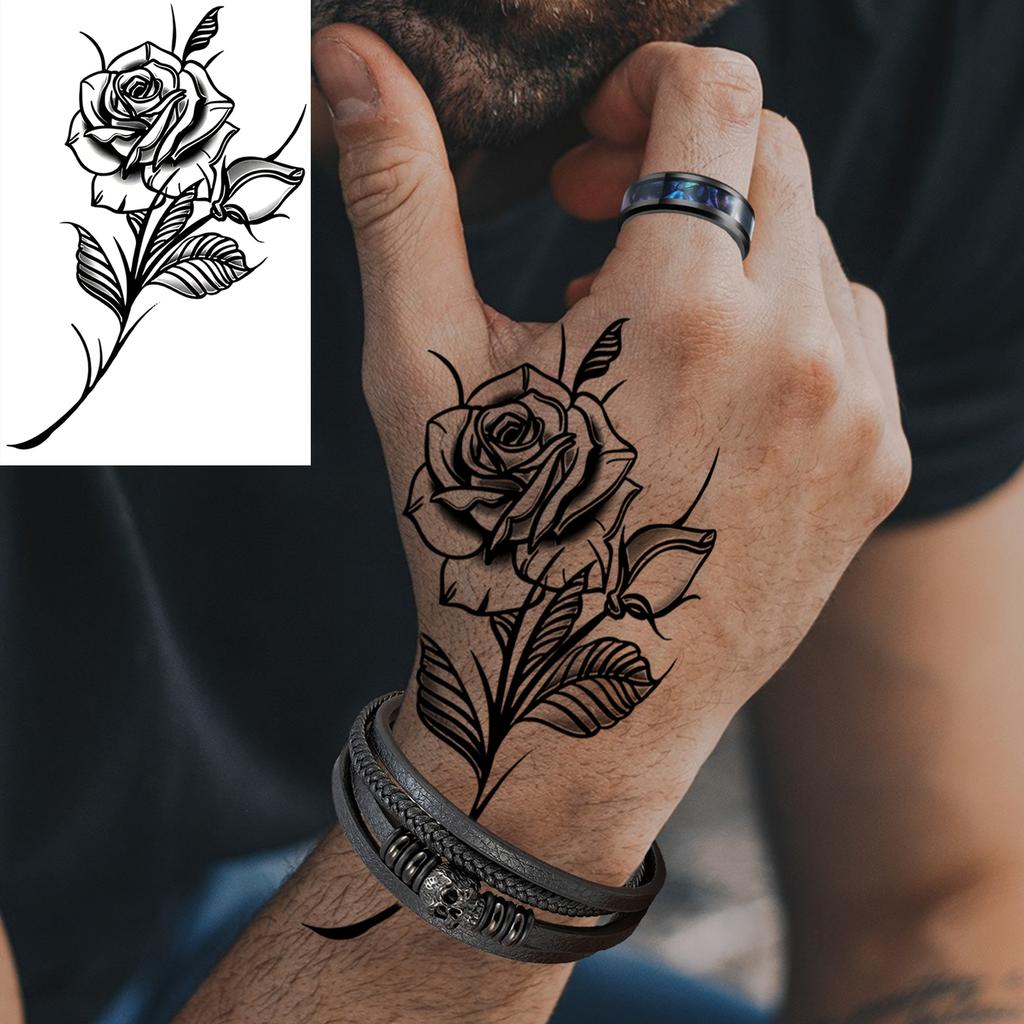 1 Vel Skelet Doornen Anker Tijdelijke Tattoos Voor Volwassen Hand Nek, Halloween Nep Tattoo Sticker Langdurig Realistisch Tatoo