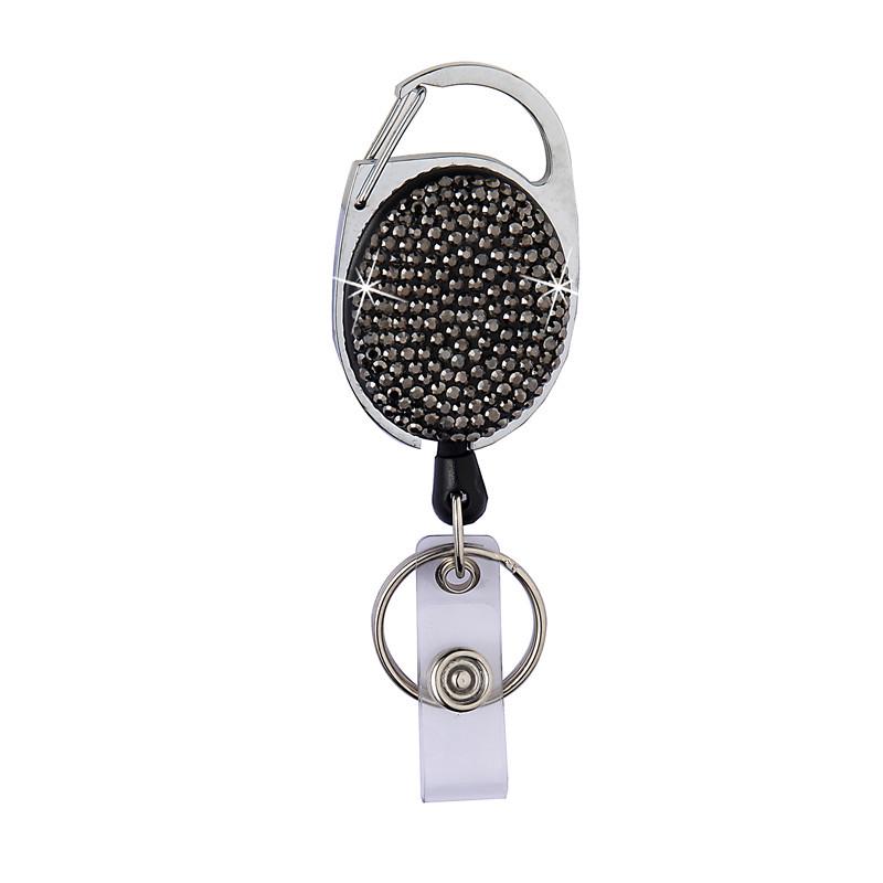 Ceramic Clay Pull-Release Retractable Metal Keychain Egg-Shaped Card Holder