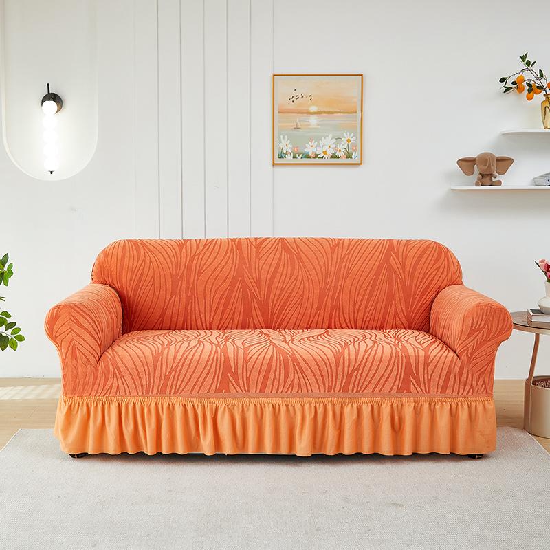 

Чехол для дивана с жаккардовой юбкой Изображение Гофрированный всеобъемлющий эластичный чехол для дивана Утолщенный нескользящий универсальный на все сезоны Double (145-185cm)