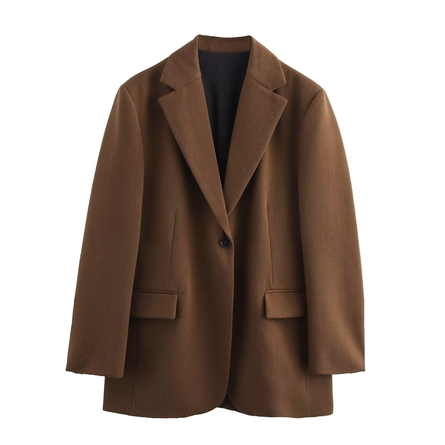 

2025 Spring Women s Fashion Commuter Loose Lapel Suit Jacket XS
