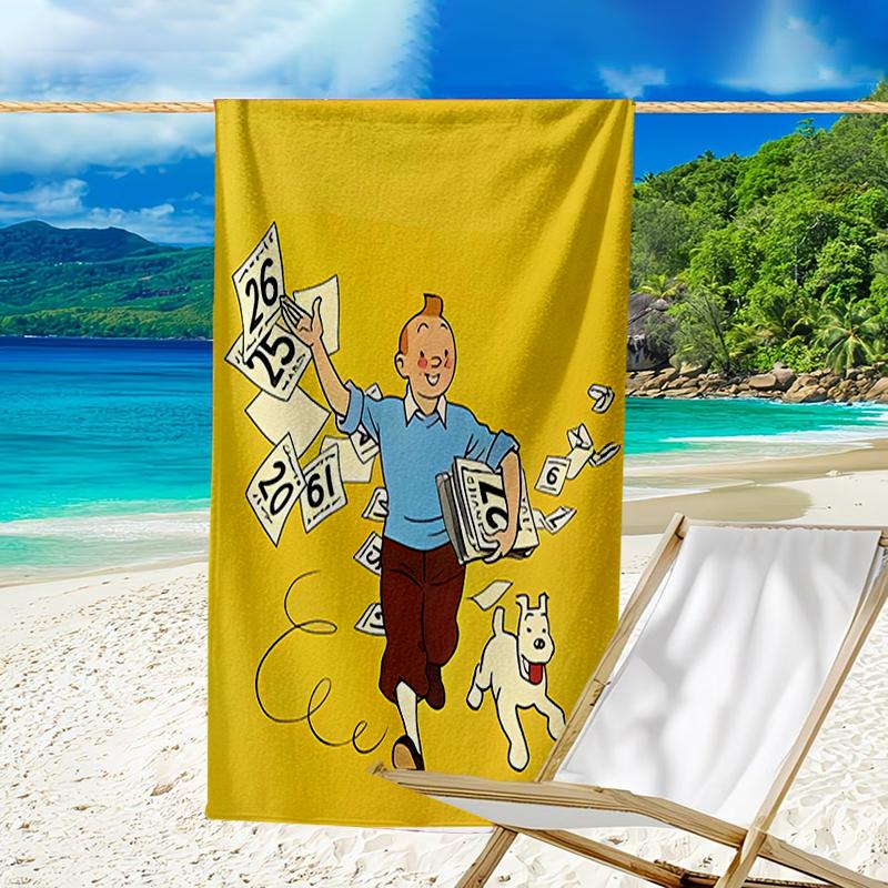 Asciugamano da spiaggia proof con un motivo de Le Avventure di Tintin2 - morbido, assorbente, ad asciugatura rapida, lavabile in lavatrice - perfetto per nuotare, campeggio, balneazione