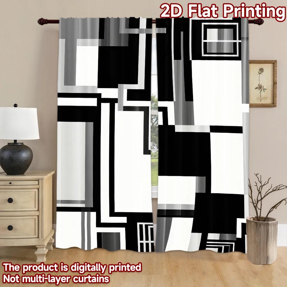 2D flat Photography Backdrop Popular Party Backdrop Black and White Geometric Shapes 100% Polyester Festive Wall Decor Use