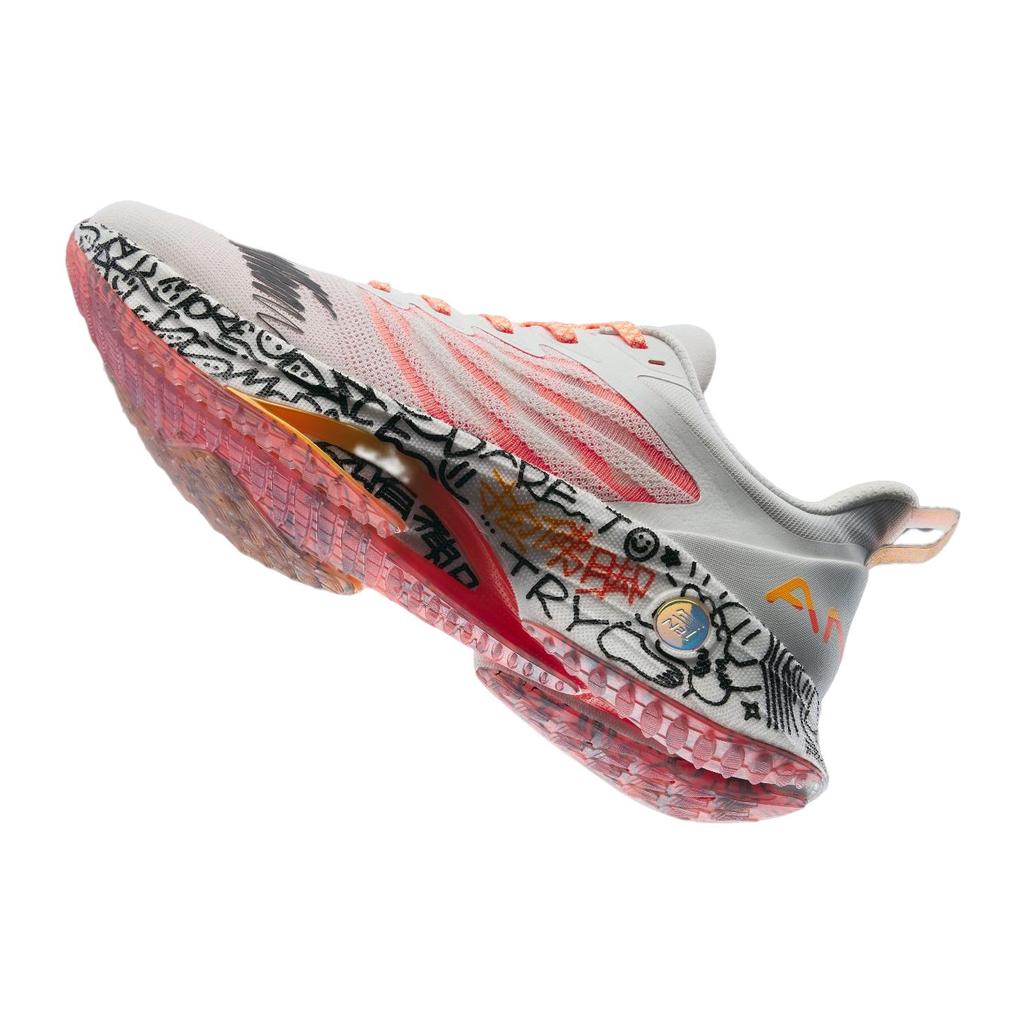 New Anta MACH 3.0 Clutching At Buddha's Feet Cushioning, Wear Resistant Low Top Running Shoes Men's White Pink 112325583S-9