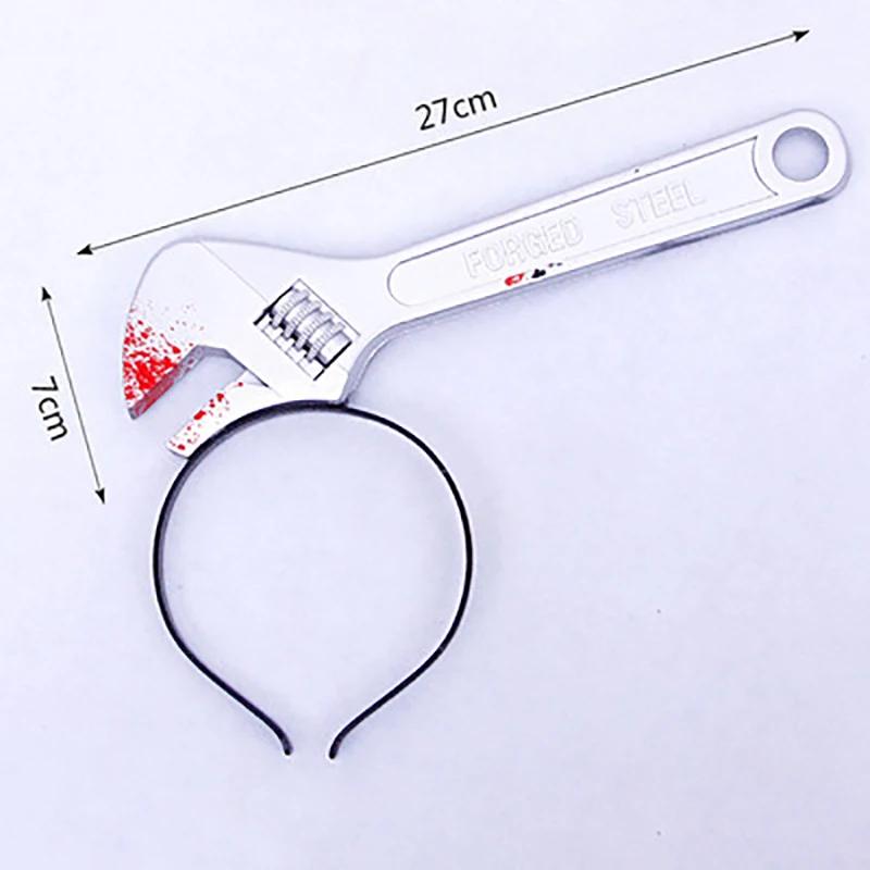 Halloween Headband Hair Accessory Prank Fake Head Axe Headband with Costume Parties 3D Sharp Kitchen Knife Head Hair Accessory