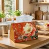 1pc Oil Painting Botanical Tissue Box-Peony Flower Orange & Green,Durable Napkin Organizer for Car,Kitchen,Dining,Home Decor-Decorative Tabletop Party