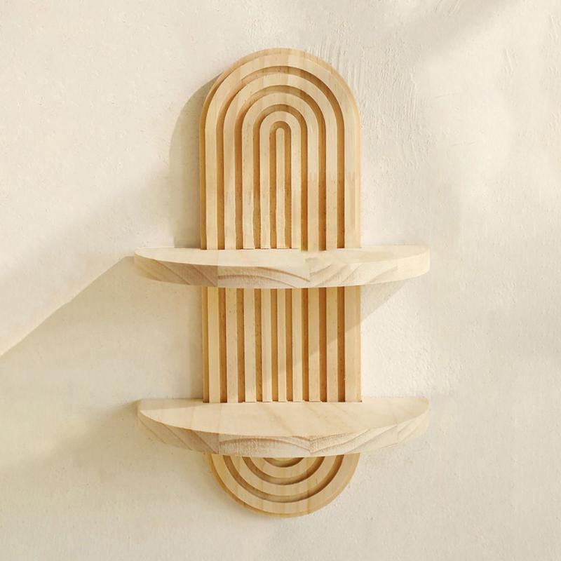 Boho Shelf Boho Bathroom Shelves Decorative Rainbow Arch Modern Candle Holder Vintage Bookshelf Stand For Laundry Apartment