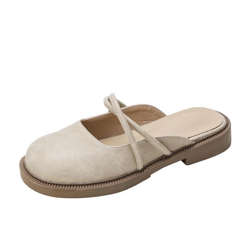 

Ретро летние полушлепанцы детские весенне-летние уличные туфли без каблука маленькие кожаные туфли универсальные ленивые сандалии с полуподдержкой одинарные туфли 40 абрикосовый