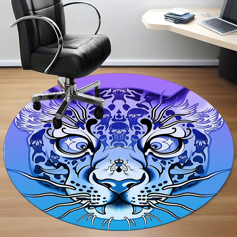 1pc Tiger Skull Office Round Area Rug, Indoor Mat Suitable For Office, Under Office Chairs Bedroom Living Room Home Decor, Room Deco