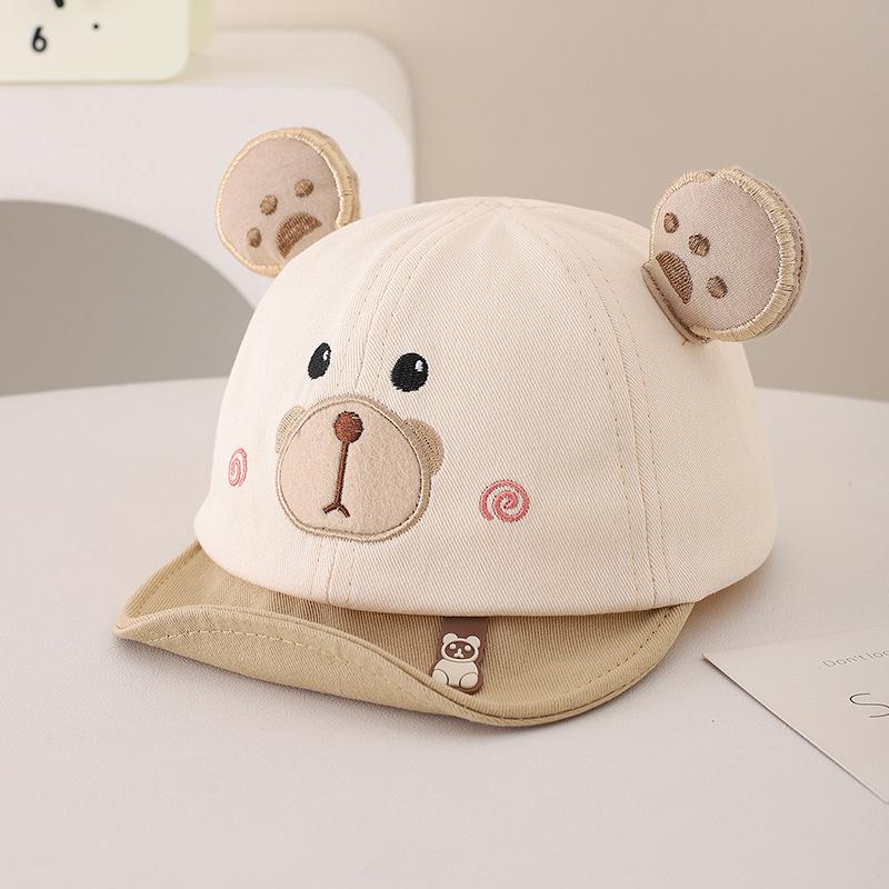 Entzückende Frühlings-Baseballkappe für Babys im koreanischen Stil, Unisex, mit Bärenmotiv und weichem Schirm zum Sonnenschutz