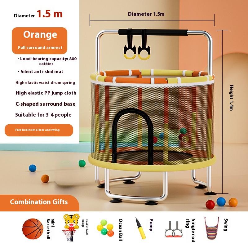 Trampoline Household Children's Indoor Baby Bouncing Bed Children's Toys Abdominal Exercising Band Protecting