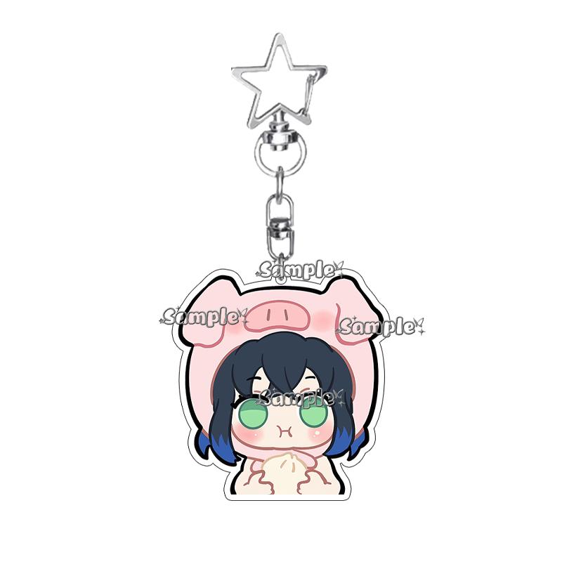 Q Version Anime Acrylic Agatsuma Zenitsu Tsuyuri Kanawo Kochou Tanjiro Nezuko Cartoon Kawaii Keychain Pendant Decor Fans Gifts