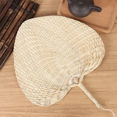 Abanico de Palma sin Varillas Tejido a Mano de Hierba TaTanice Ventilador de Refrigeración de Verano Abanico de Palma Pequeño Ligero de Manivela Abanico Zongye 28cm