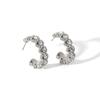18K Light Luxury Stainless Steel C-Shaped Zircon Women's Stud Earrings, Non-Fading
